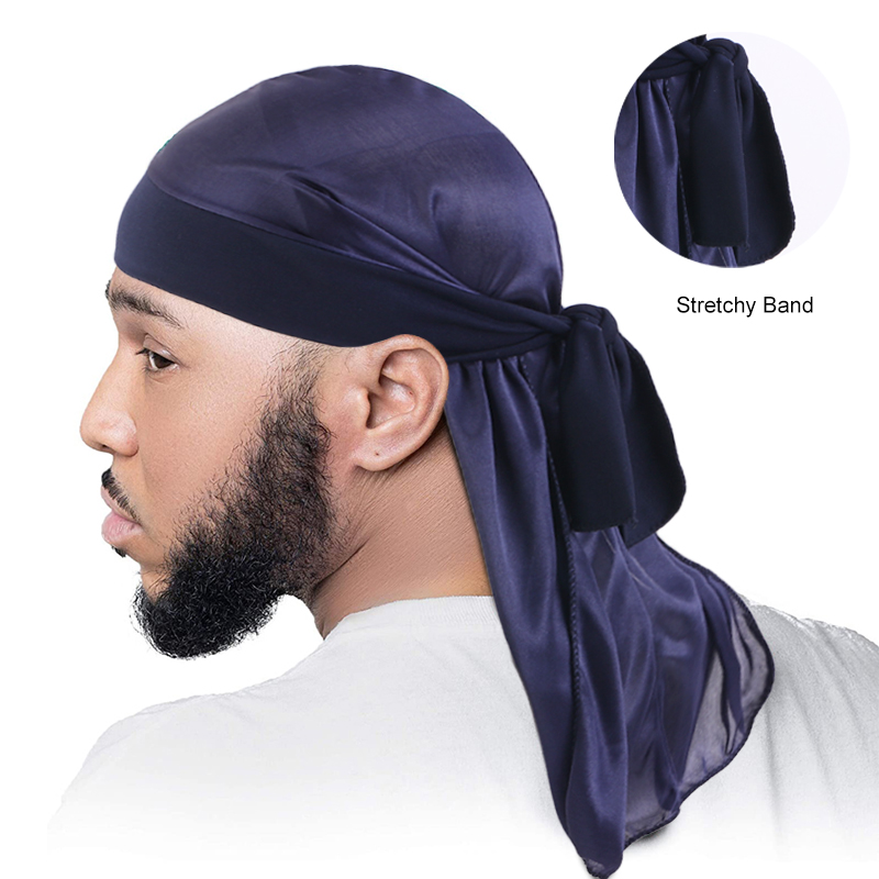 Bandana Doo Rag - ผู้ชาย Silky Durags Bandanas Turban หมวกยืดวิกผมซาติน