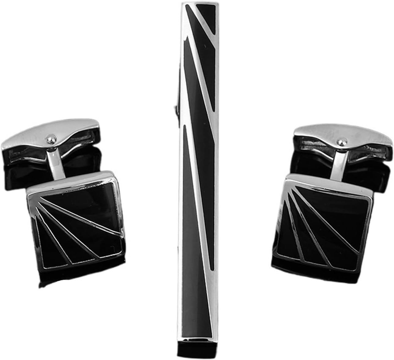 Tie Bar Set Gift - 2 ชุด, ชุดเนคไทและกระดุมข้อมือสำหรับผู้ชาย, อุปกรณ์เสริมเสื้อเชิ้ต, บาร์เนคไท, กระดุมข้อมือ,