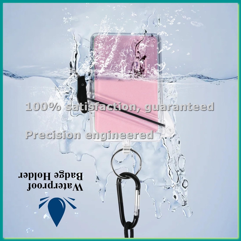 Lanyard Badge Holder - กล่องใส่บัตรกันน้ำ 5 ชิ้น แบบใส แนวตั้ง พร้อมสายคล้องคอ