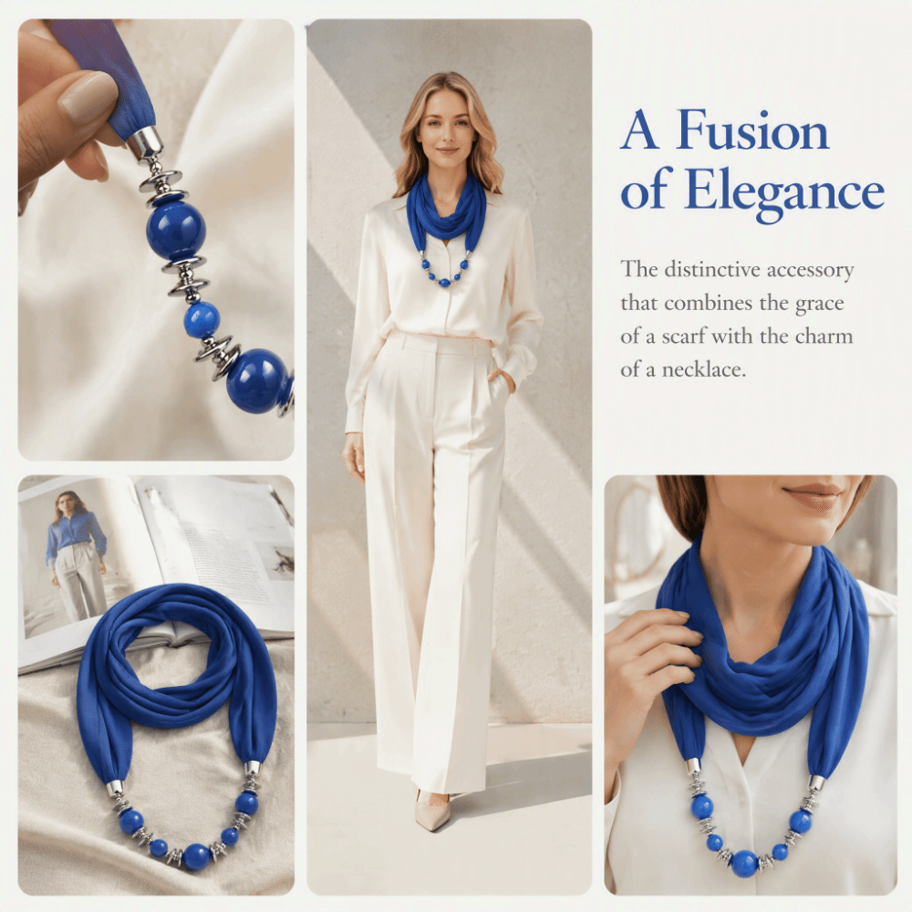ผ้าพันคอชีฟองแฟชั่น ประดับลูกป - Infinity Scarf Knit บทวิจารณ์และราคา