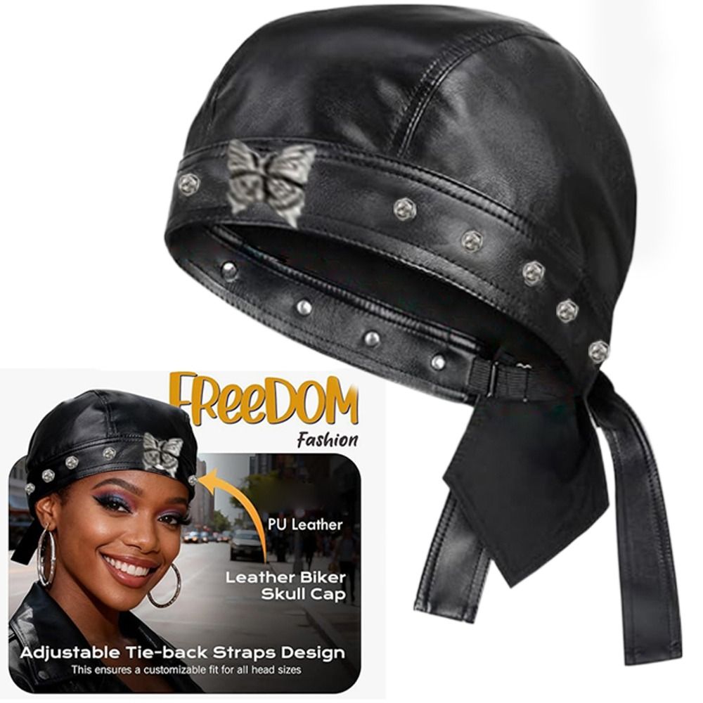 หมวกหนัง PU สีดำแบบนักขี่มอเตอ - Bandana Doo Rag บทวิจารณ์และราคา